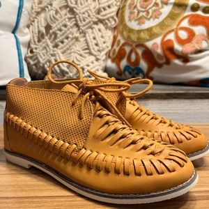 BOHO BRAIDED DETAIL NEUTRAL TONED LACE UP BOOTIES